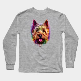 Cute Cairn Terrier Dog Paint Art Long Sleeve T-Shirt